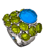 Andara Blue and Peridot Cluster Cocktail Ring