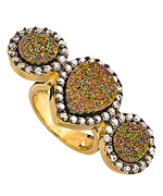 Andara Three Stone Druzy and CZ Ring