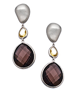 Andara Silver Smoky Quartz and Citrine Teardrop Earrings
