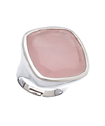 Andara Silver and Rose Quartz Square Ring
