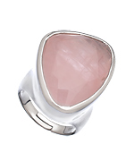 Andara Silver and Rose Quartz Asymmetrical Triangle Ring