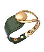 Andara Gold and Green Leather Snap Cuff Bracelet