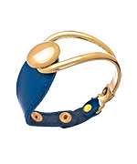 Andara Gold and Blue Leather Snap Cuff Bracelet