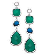 Andara Pear Green Onyx & Blue Glass Earrings