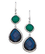 Andara Pear Blue Glass Green Onyx Earrings