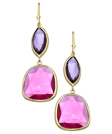 Andara Irregular Amethyst & Fuchsia Glass Earrings