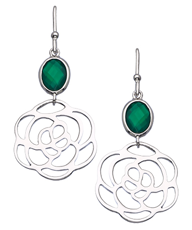 Andara Green Onyx Rose Cut Out Earrings