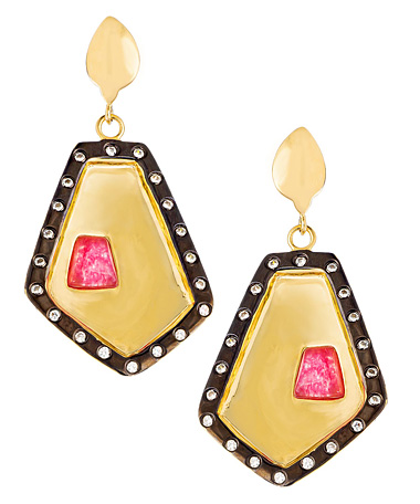 Andara Gold Hexagon Drop Earrings