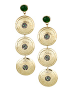 Andara Goldtone Disc Drop Long Earrings
