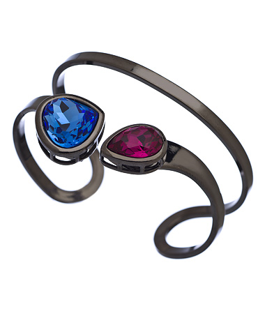 Andara Blue and Fuchsia Two Tier Bangle