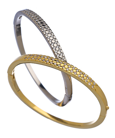 Andara Metal Crystal Bar Hinged Bangle