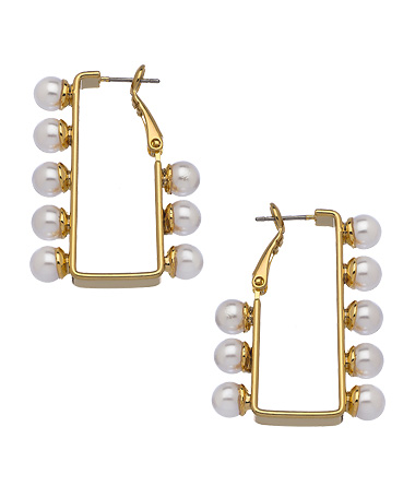 Gala by Daniela Swaebe Multi Glass Pearl Rectangular Drop Earrings