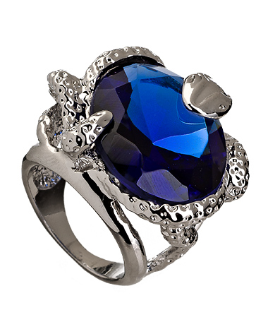 Andrew Hamilton Crawford London Blue Crystal Snake Ring