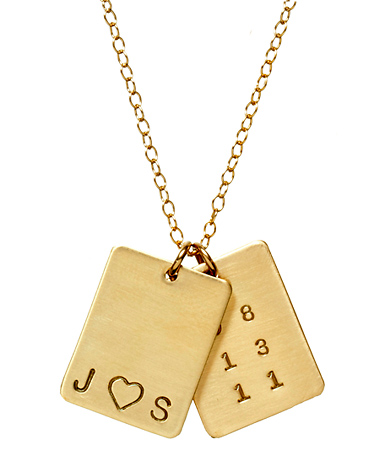 Anna Bee Jewelry 2 Rectangle Initials & Heart Tag Necklace