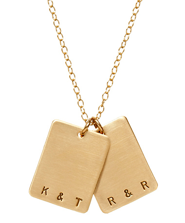 Anna Bee Jewelry 2 Rectangle 4 Initial Tag Necklace