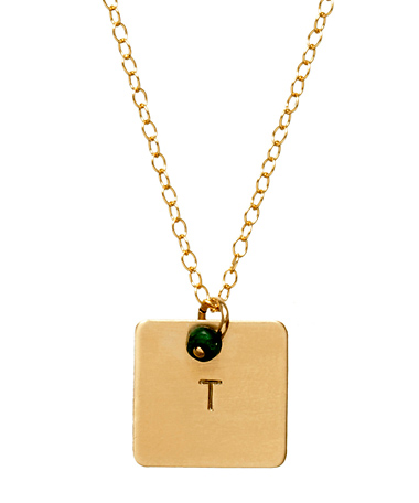 Anna Bee Jewelry Square Initial Tag Necklace