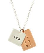 Anna Bee Jewelry Square & Rectangle 2 Initials & Date Tag Necklace