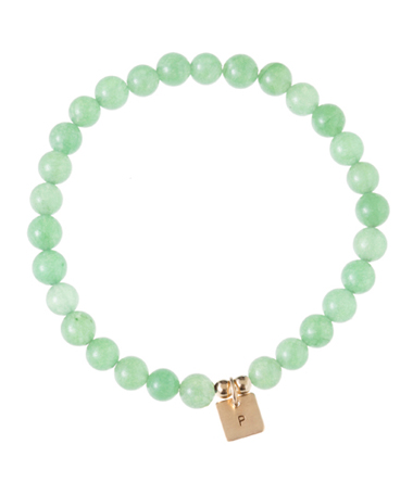 Anna Bee Jewelry Green Aventurine Mini Initial Bracelet