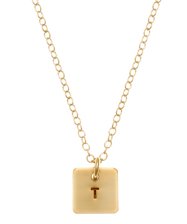 Anna Bee Jewelry Square Mini Initial Necklace