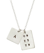 Anna Bee Jewelry Square & Rectangle Initial & Date Tag Necklace