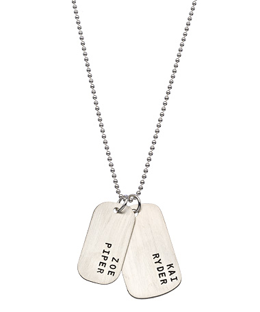 Anna Bee Jewelry Silver 4 Name Dog Tag Necklace