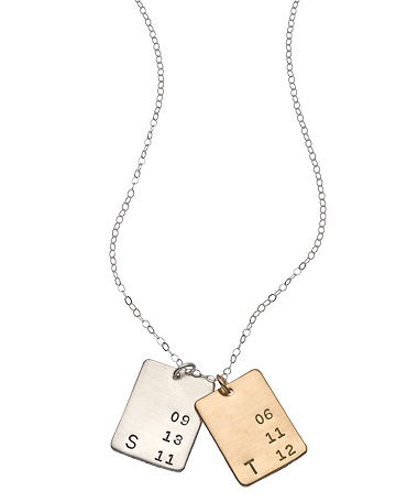 Anna Bee Jewelry 2 Rectangle Initial & Date Necklace