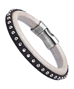 Annie Hammer Pearlized Grey Leather Studded Bangle