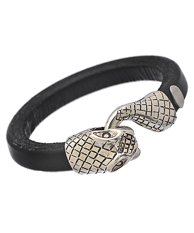 Annie Hammer Black Snake Leather Bracelet