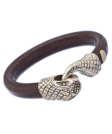 Annie Hammer Brown Snake Leather Bracelet