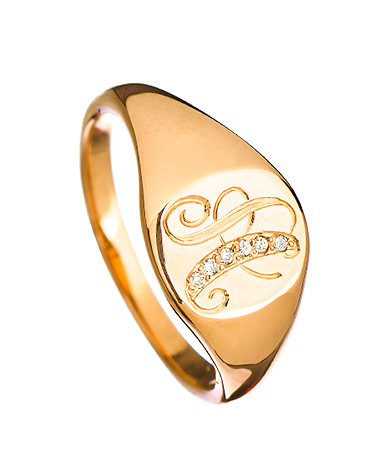 Ariel Gordon Classic Rose Gold Signet Ring with Diamonds