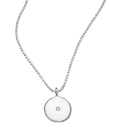 Ariel Gordon Silver Little Circle Charm Necklace with Diamond