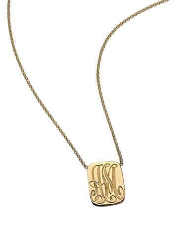 Ariel Gordon Yellow Gold Initial Dog Tag Necklace