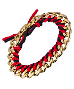 Ariel Gordon Red and Black Silk Woven Bracelet