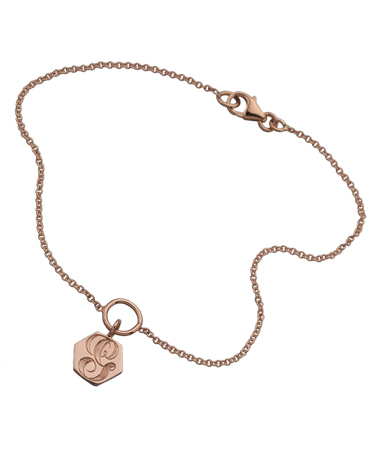 Ariel Gordon Personalized 14k Rose Gold Signet Hexagon Charm Bracelet