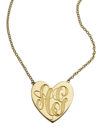 Ariel Gordon Personalized Jumbo Signet 14k Gold Heart Pendant Necklace
