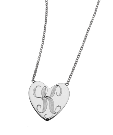 Ariel Gordon Personalized Jumbo Signet Silver Heart Pendant Necklace