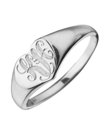 Ariel Gordon Personalized Silver Heart Signet Ring
