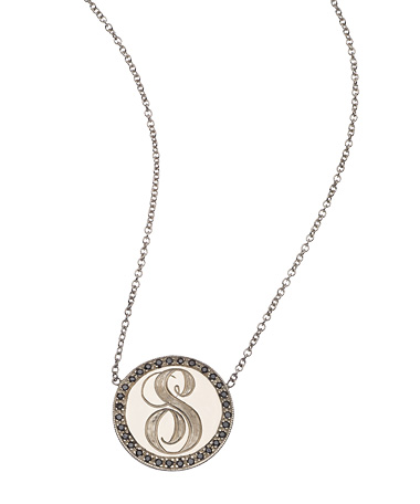 Ariel Gordon Silver Black Diamond Signet Necklace