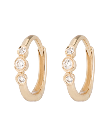 Ariel Gordon Mini Three Bezel Set Diamond Huggies