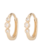 Ariel Gordon Mini Three Bezel Set Diamond Huggies