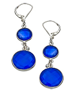 Athena Designs Blue Double Round Dangle Earrings