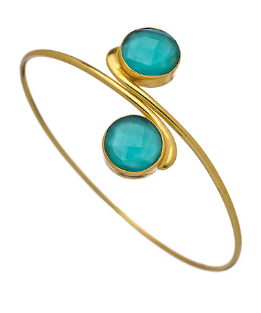 Athena Designs Sea Green Two Stone Bangle