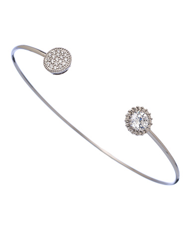 Athena Designs Round Pave CZ Silver Bangle