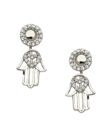 Seraphina Silver Hamsa Ear Jackets