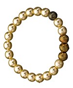 Avindy Cream Pearl and Bronze Pyrite Stretch Bracelet