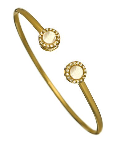 Nyla Star Gold CZ and Mother of Pearl Bangle Bracelet
