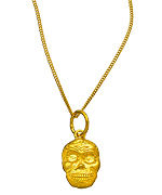 Baroni Gold Sugar Skull Charm Necklace