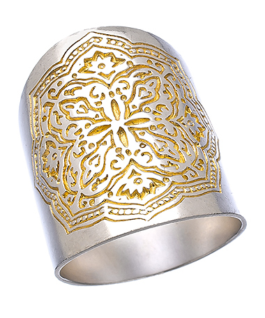 Baroni Gold and Silver Textured Cigar Band Ring