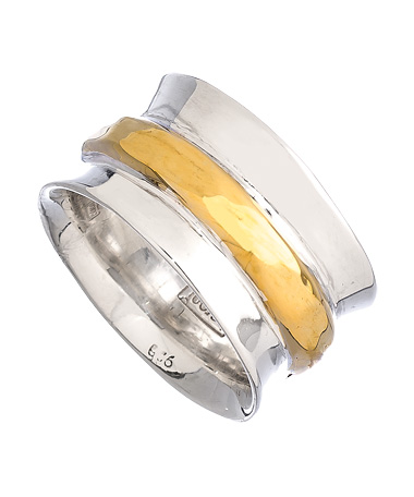 Baroni Silver and Gold Wavy Brass Ring
