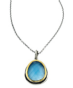 Baroni Gold and Blue Chalcedony Teardrop Pendant Necklace